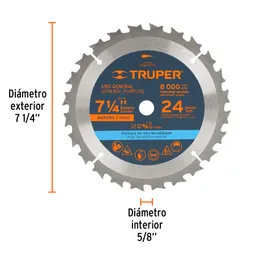 Disco Sierra 7 1/4'' Para Madera Truper