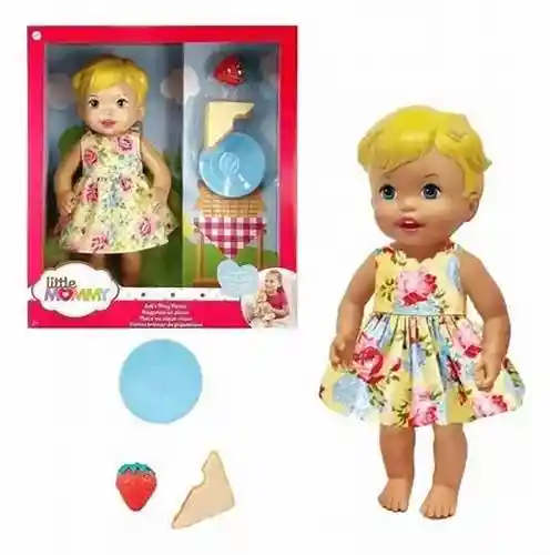 Muñeca Little Mommy Hagamos Un Picnic Vestido Flores
