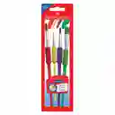 Paquete De Pinceles Faber Castell Ergonomicos X4 Unds Soft Touch (#12 Plano, #10 Redondo, #6 Redondo Y #2 Redondo)