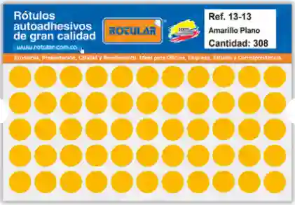 Paquete De Sticker Circular Adhesivo 13x13mm X308 Unds Amarillo Plano- Rotulos