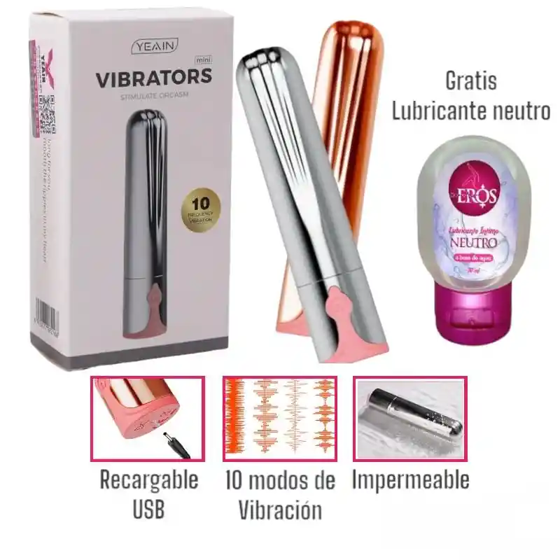 Bala Vibradora Recargable De Lujo 10 Velocidad + Lubricante Neutro