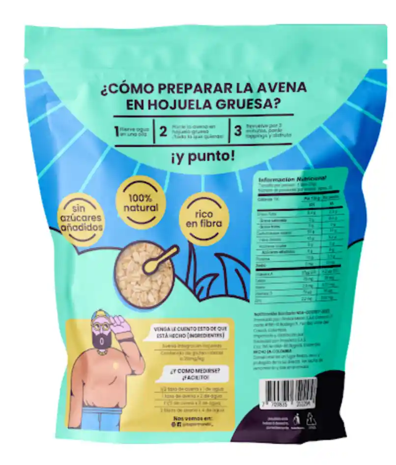 Avena En Hojuelas Sin Gluten Marca El Süper Mundo Embalaje De 1 Unidad Por 500g Stock Disponible De 255