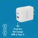 Cargador Con Puertos De Carga Usb Y Tipo C - Sg-102c
