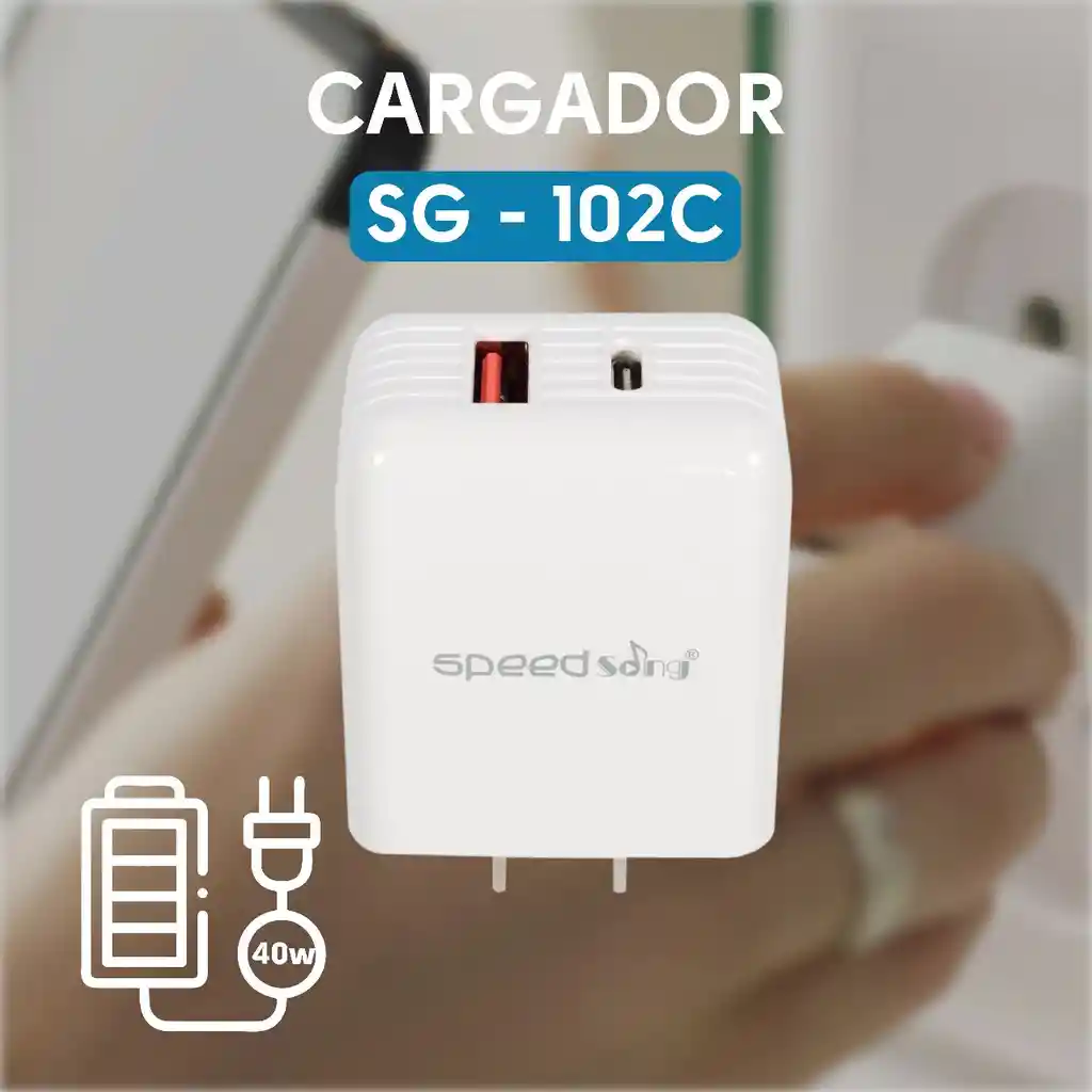 Cargador Con Puertos De Carga Usb Y Tipo C - Sg-102c