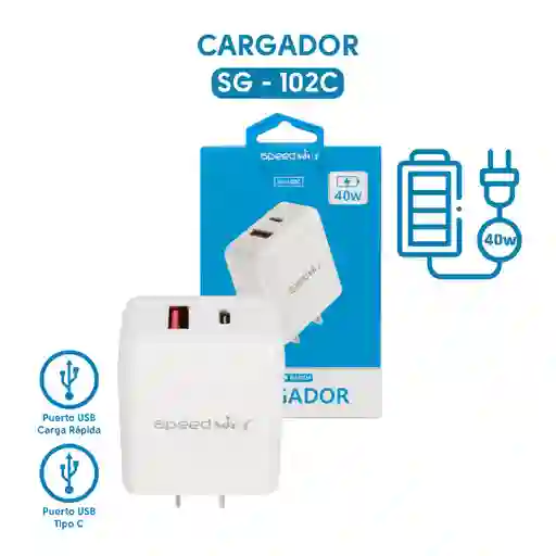 Cargador Con Puertos De Carga Usb Y Tipo C - Sg-102c