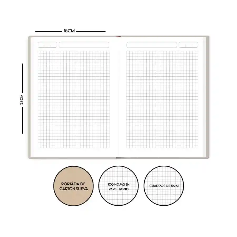 Cuaderno Cosido X100 Hojas Cuadriculado Niña -sin Sticker-