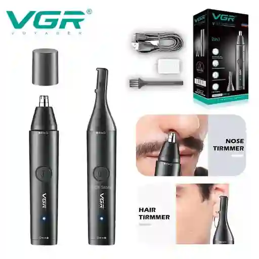 Maquina Profesional Vgr-v613 Cortador Vello De Nariz Y Oidos / 2 En 1 Recargable Impermeable