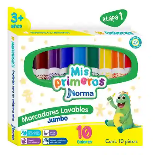 Marcador Norma Lavable Jumbo Gigante Caja X10 Mis Primeros Norma