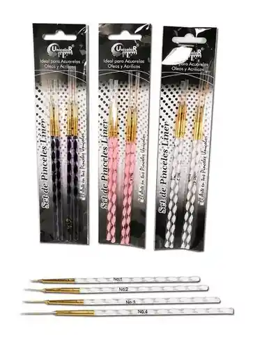 Set Pincel Sintetico Liner X4 Unidades Unicolor