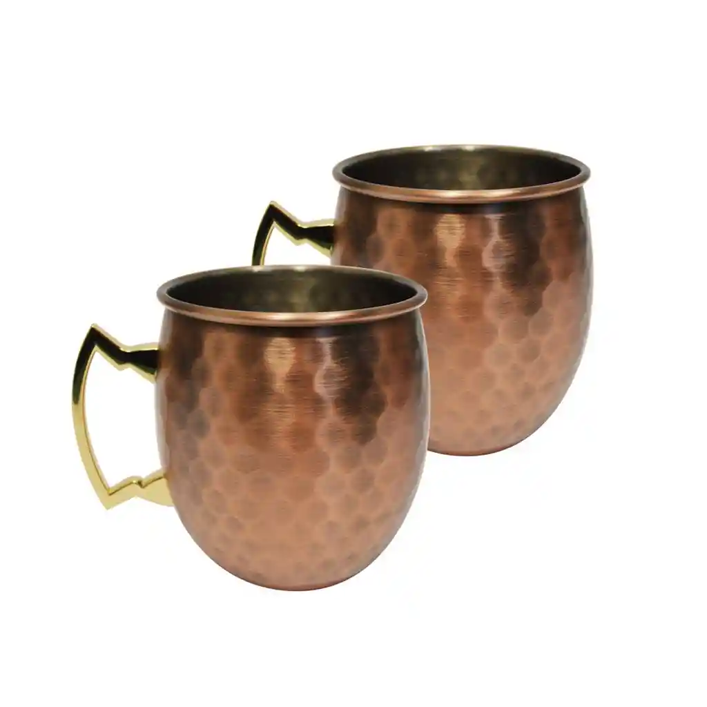 Vasos Cobre Moscow Mule Vintage Set De 2 Mugs Casatua 500ml