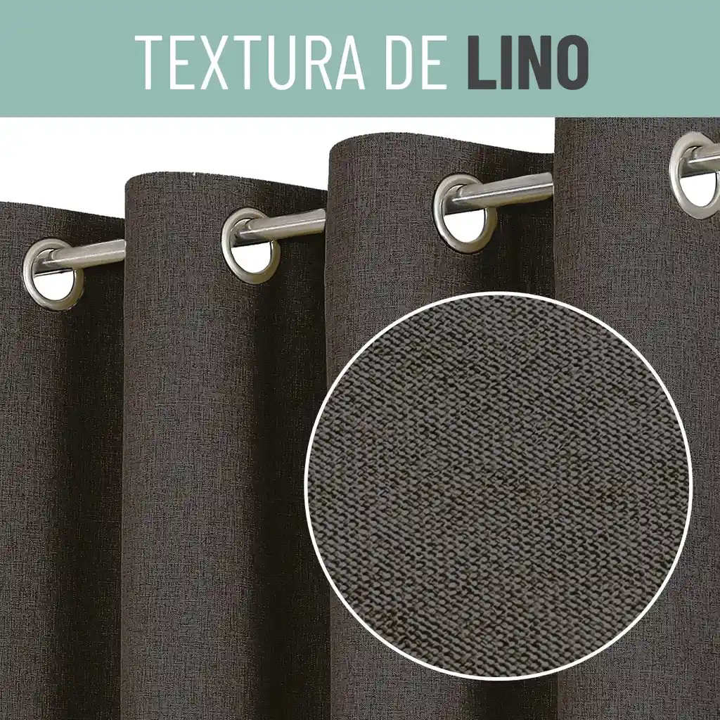 Cortina Blackout 100% Anti Luz, 2 Paños 140x220 Textura Lino