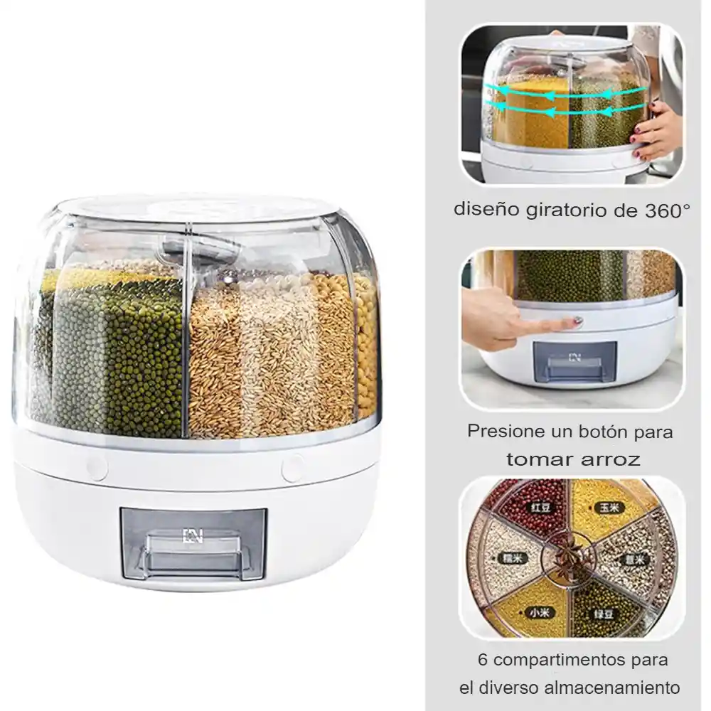 Dispensador De Granos Giratorio 360° Organizador Alimentos