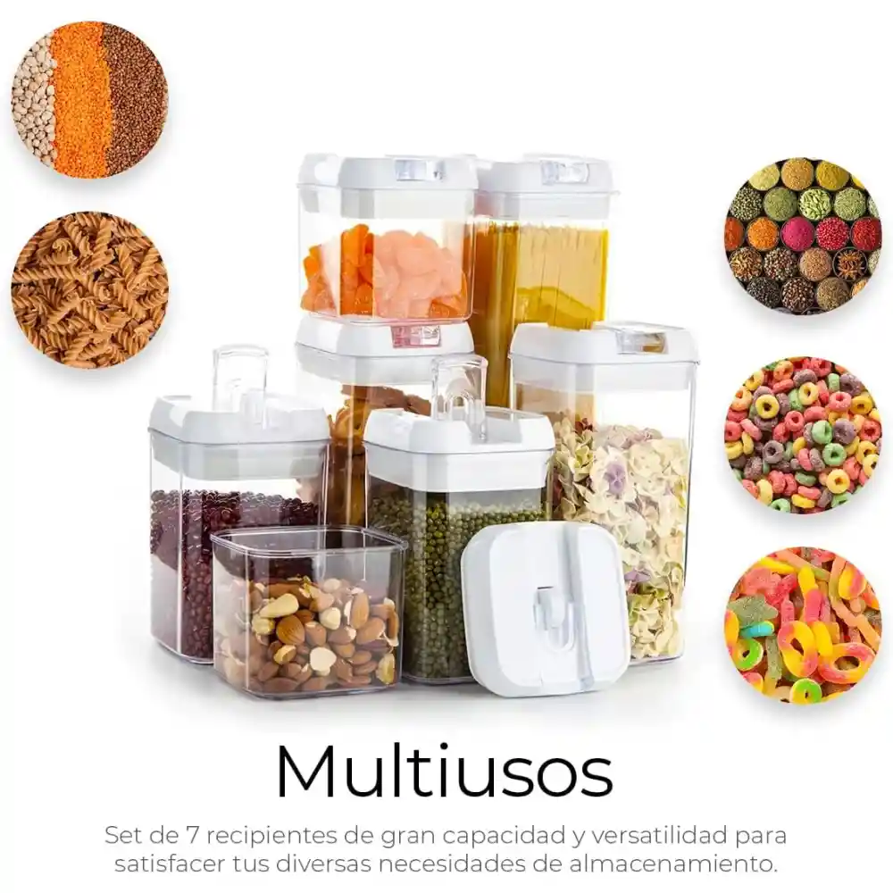 Set Contenedor De Alimentos 7pcs Organizdor Despensa Granos