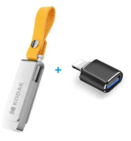 Usb Kodak 2.0 Flash Drive 32gb + Adaptador Mini Metal K122 Series Con Cordon De Cuero