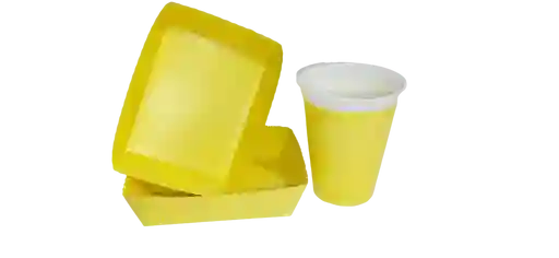 Platos Y Vasos Amarillo De Torta