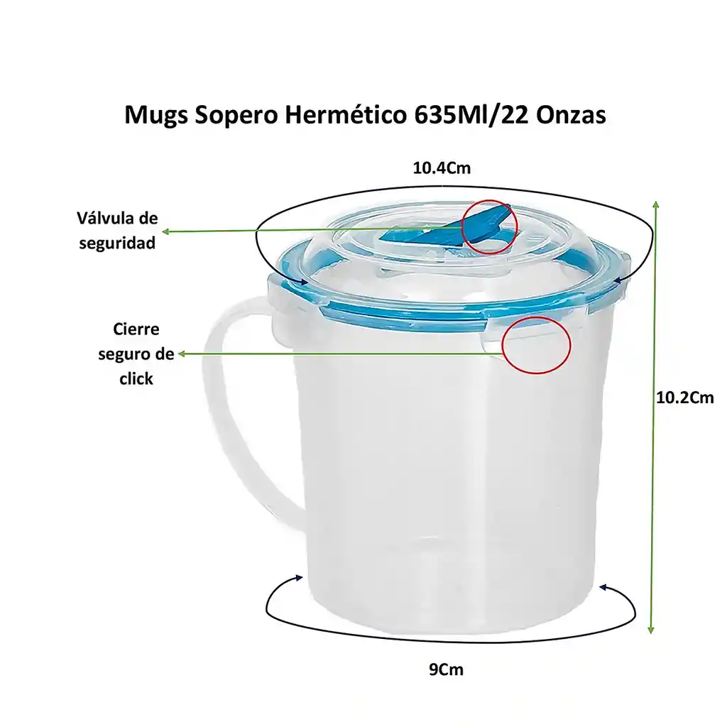 Contenedor Persal Hermético Mug Sopero 635 Ml Libre De Bpa