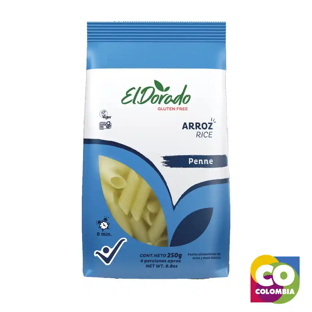 Pasta De Arroz Penne Marca El Dorado Embalaje De 1 Unidad Por 250g