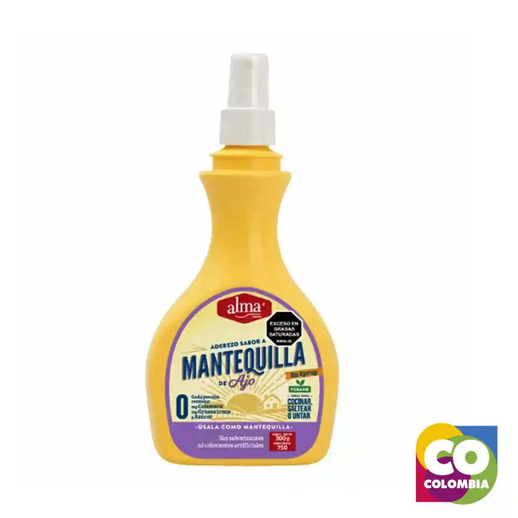 Mantequilla En Spray Ajo Marca Alma Embalaje De 1 Unidad Por 300g