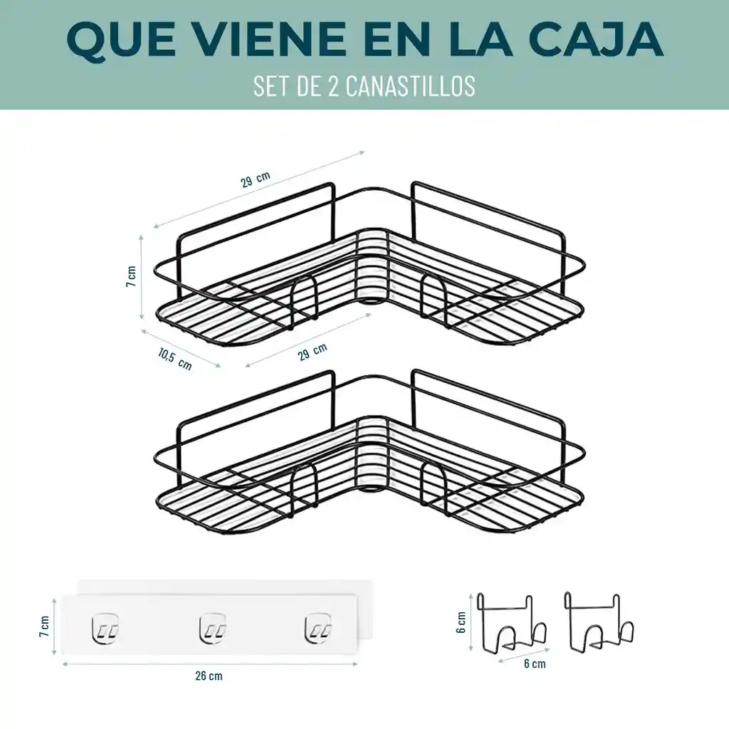 Organizador De Ducha Repisa Baño Adhesivo Set Inoxidable