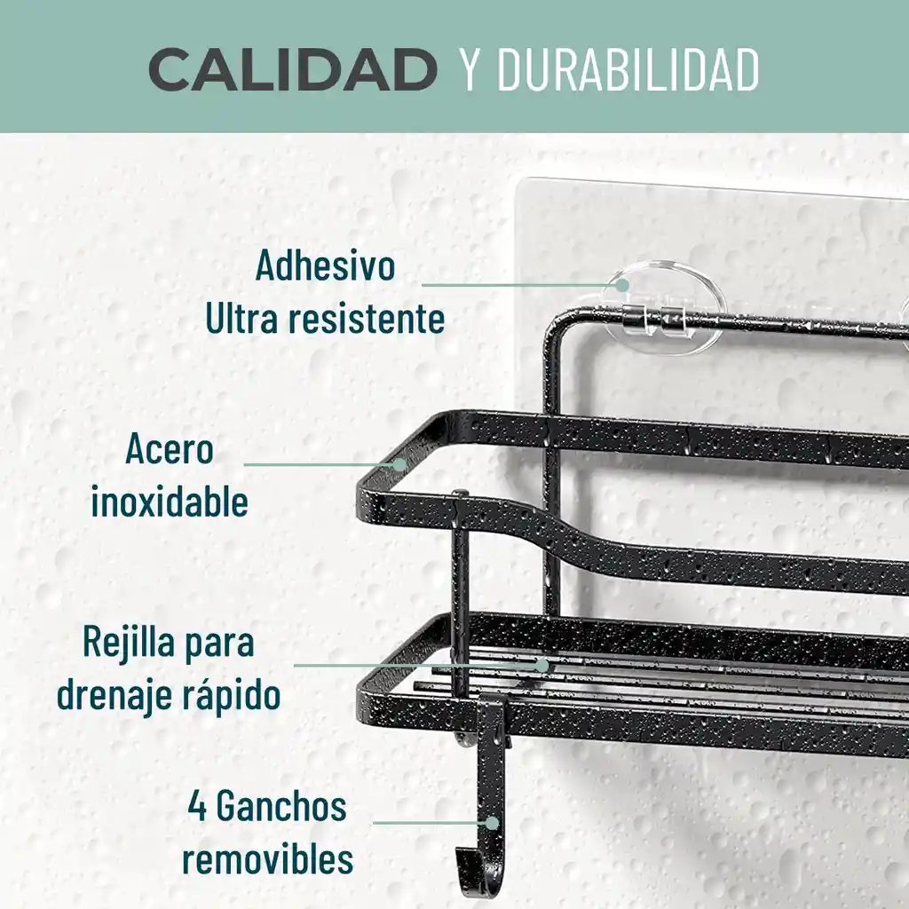 Organizador De Ducha Repisa Baño Adhesivo Set 2 Inoxidable