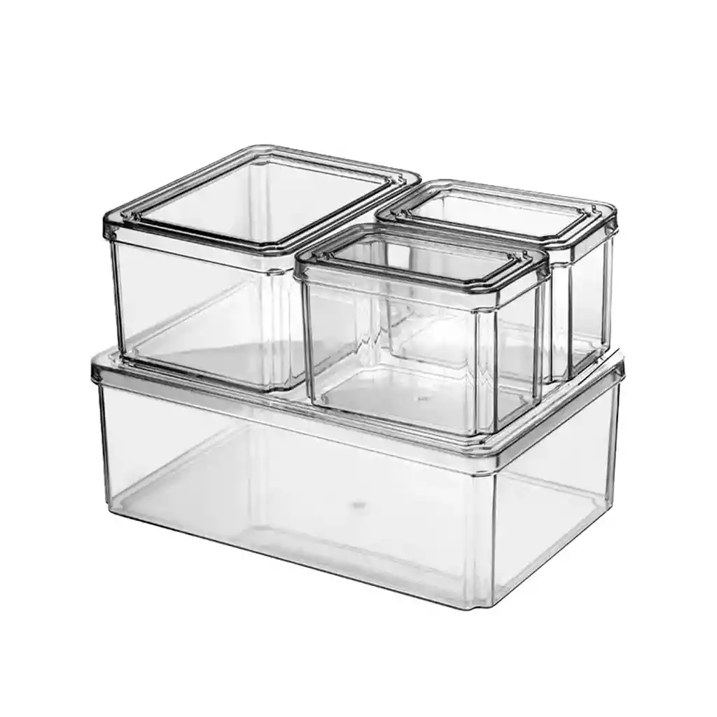 Organizador Nevera Cocina Set 4 Contenedores Con Tapa