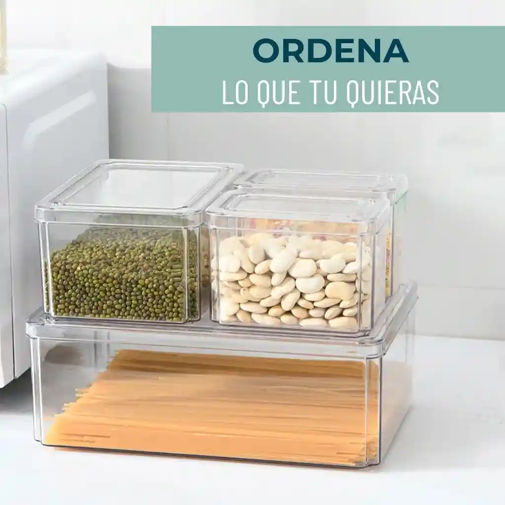 Organizador Nevera Cocina Set 4 Contenedores Con Tapa