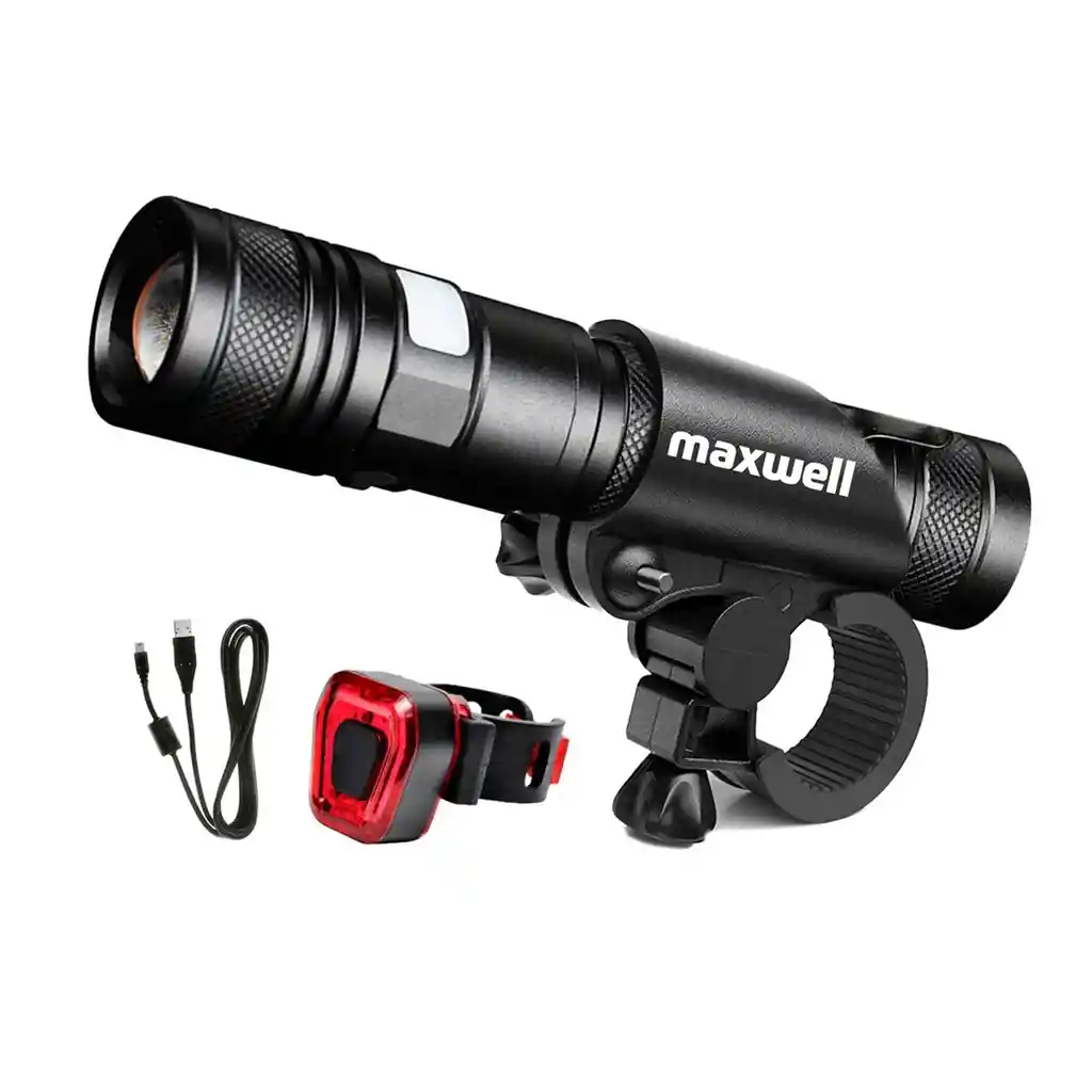 Luz Bicicleta Set Delantera +trasera Usb Impermeable Maxwell