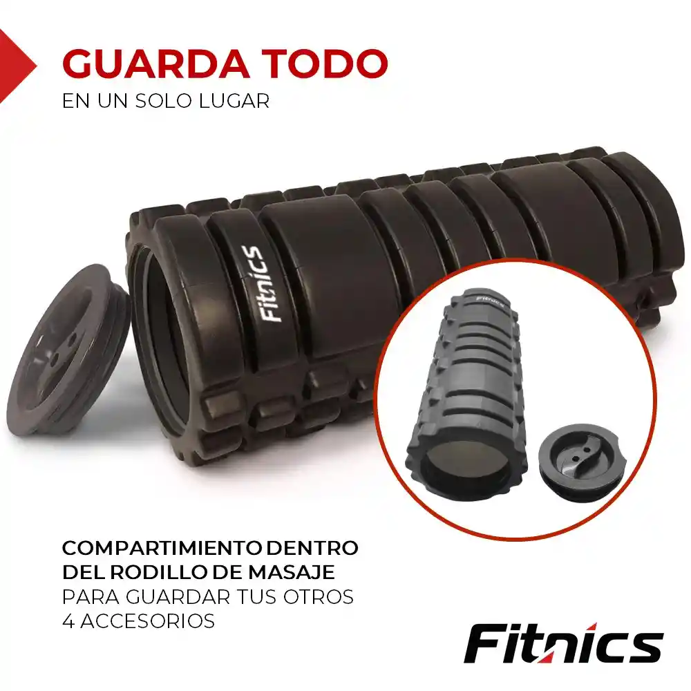 Rodillo Roller Masajeador Set 5 En 1 Ejercicio Yoga Pilates
