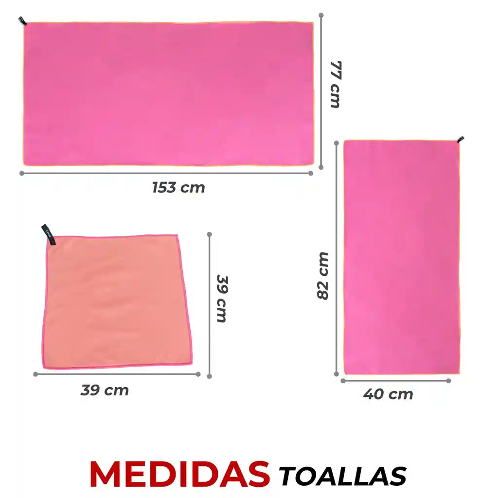 Toalla Microfibra Set 3 Fitnics Secado Rapido + Estuche Viaje