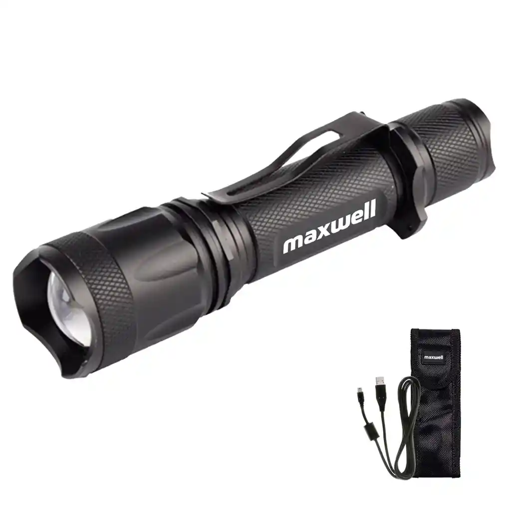 Linterna Led Tactica Maxwell Recargable Usb Impermeable