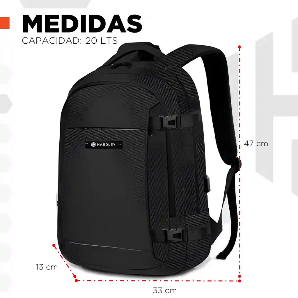 Bolso Morral Portail Hardley Puerto Usb Anti Robo 20l