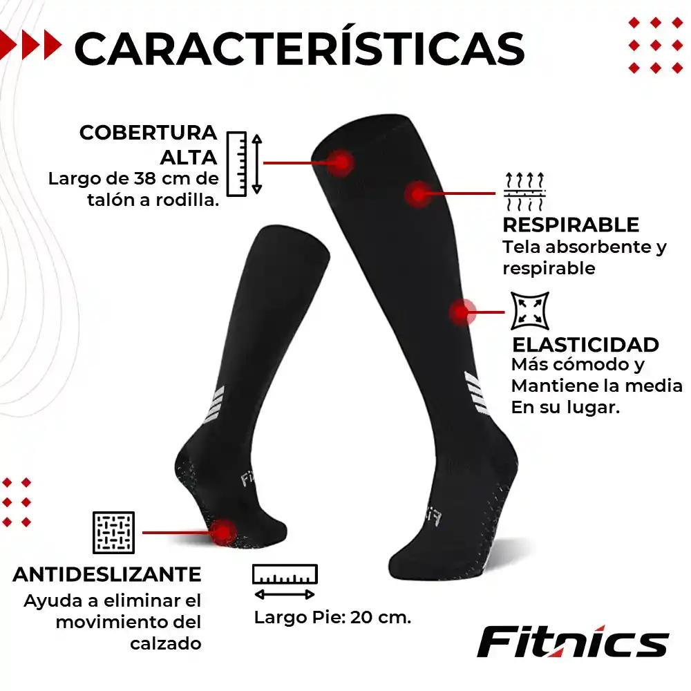 Medias De Futbol Deportivas Antideslizantes Fitnics 2 Pares