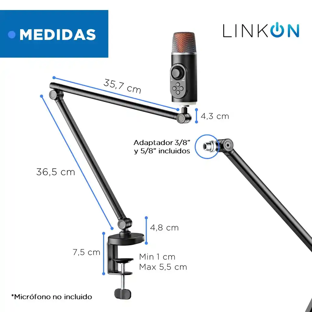 Soporte Microfono Condensador Universal Linkon Ajustable