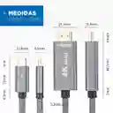 Cable Adaptador Usb C A Hdmi V2.1 4k 60hz Trenzado Oro 2mt