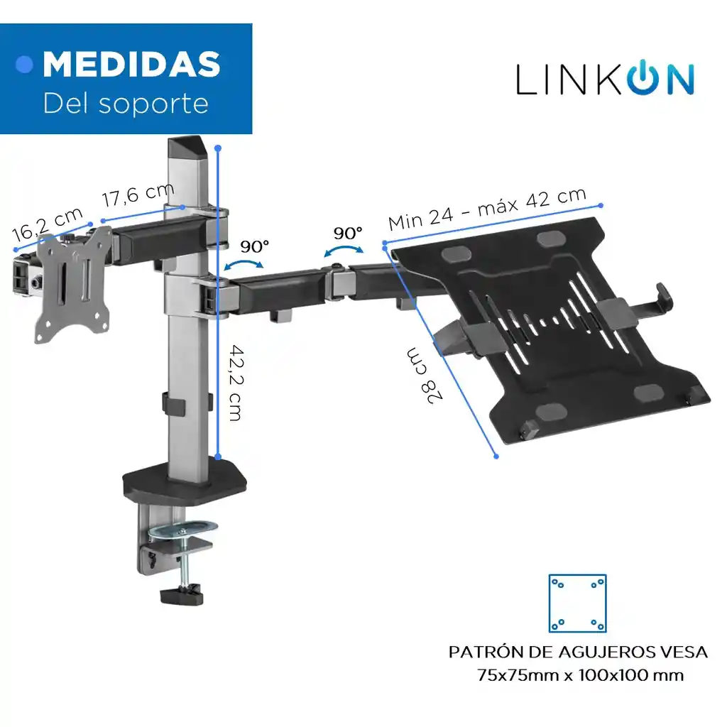 Soporte Brazo Doble Monitor Portatil Linkon Escritorio Lujo