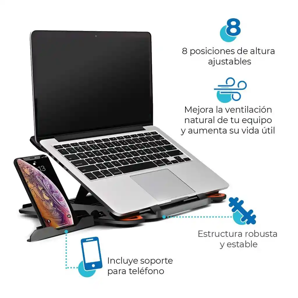 Soporte Base Portatil Y Celular Ajustable Hasta 17 Pulgadas