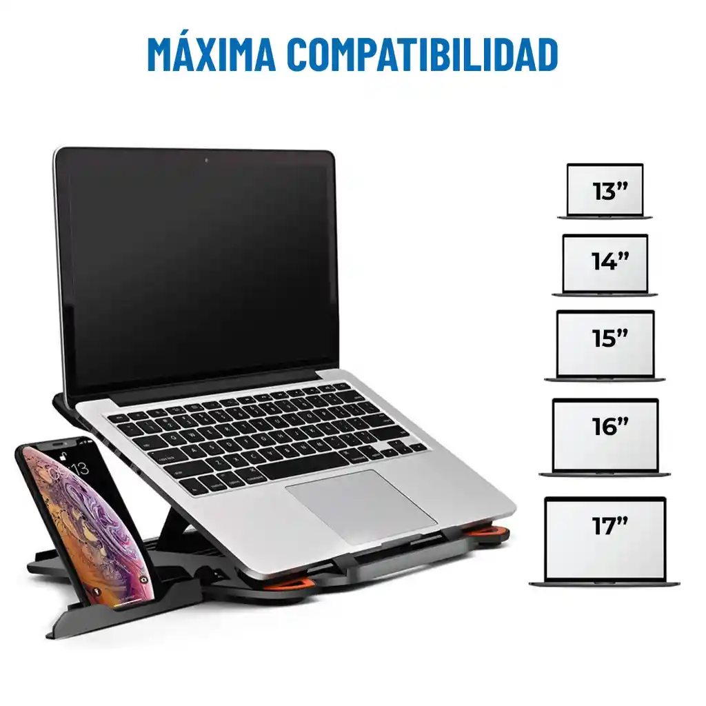 Soporte Base Portatil Y Celular Ajustable Hasta 17 Pulgadas