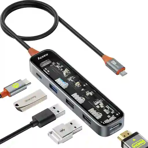 Hub Tipo C 5 En 1 Aceele | Hdmi 4k 60hz Usb 3.0 X2 Usb 2.0