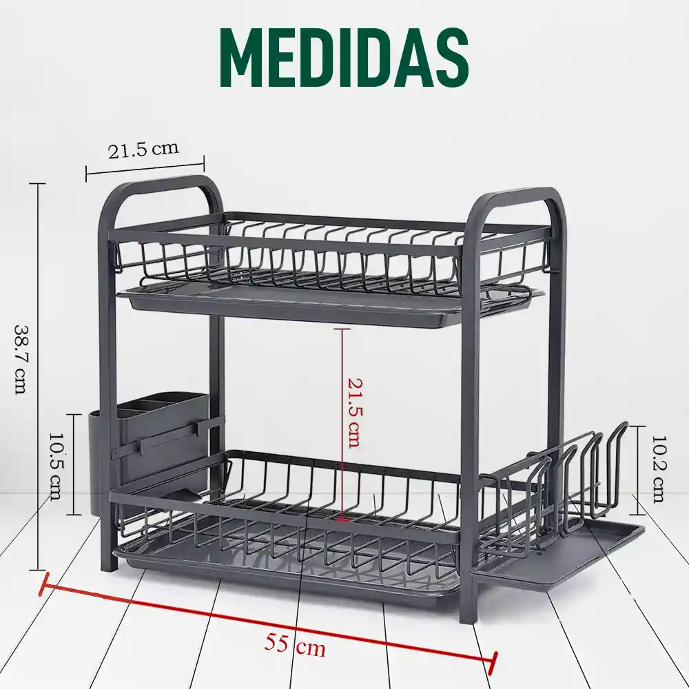 Escurridor Inoxidable Platero 2 Niveles Gran Capacidad