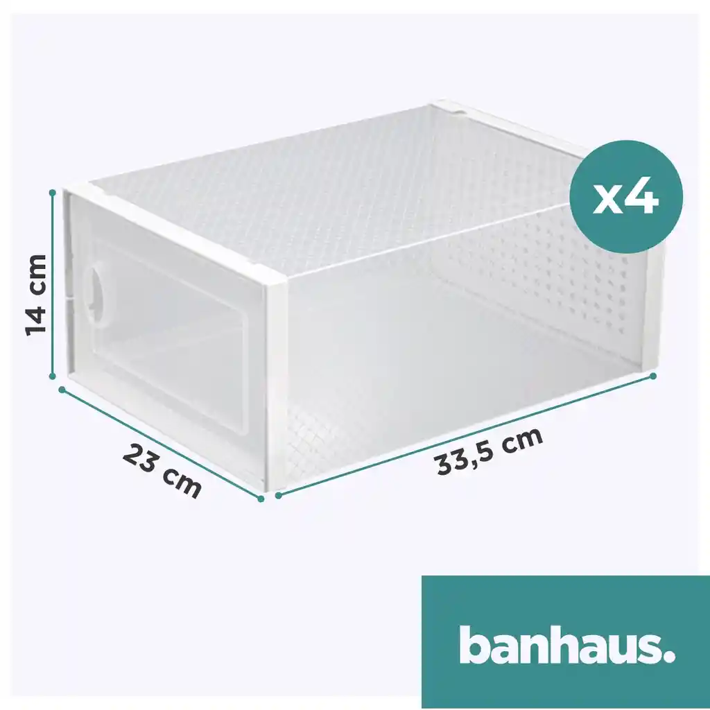 Caja Organizadora Zapatos Set X4 Banhaus Zapatero Apilable