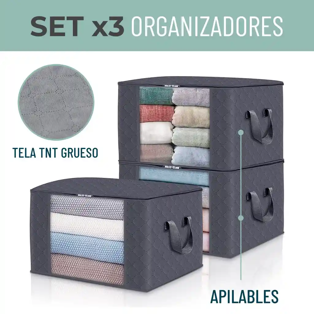 Bolsas Organizador Ropa Casatua Set 3 Unids Almacenamiento