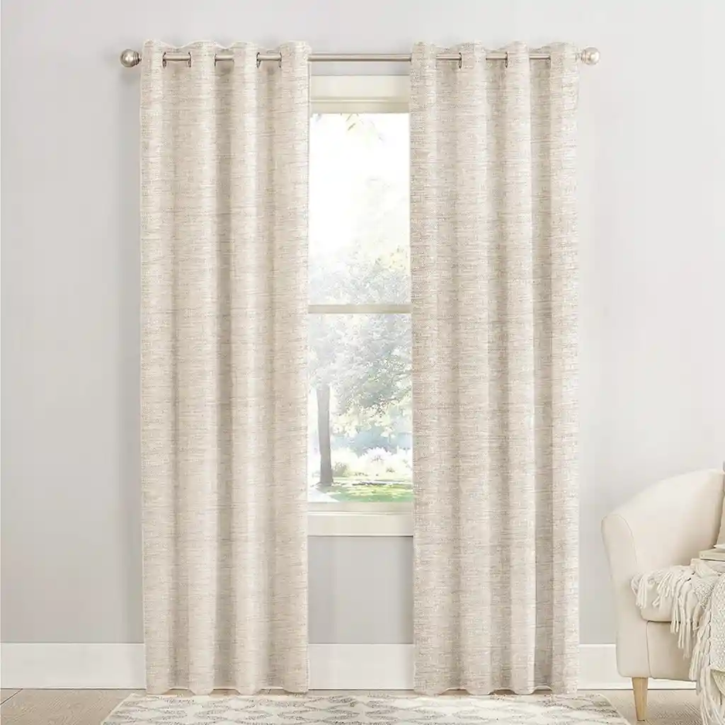 Cortina Blackout 100% Anti Luz, 2 Paños 140x220 Textura Lino