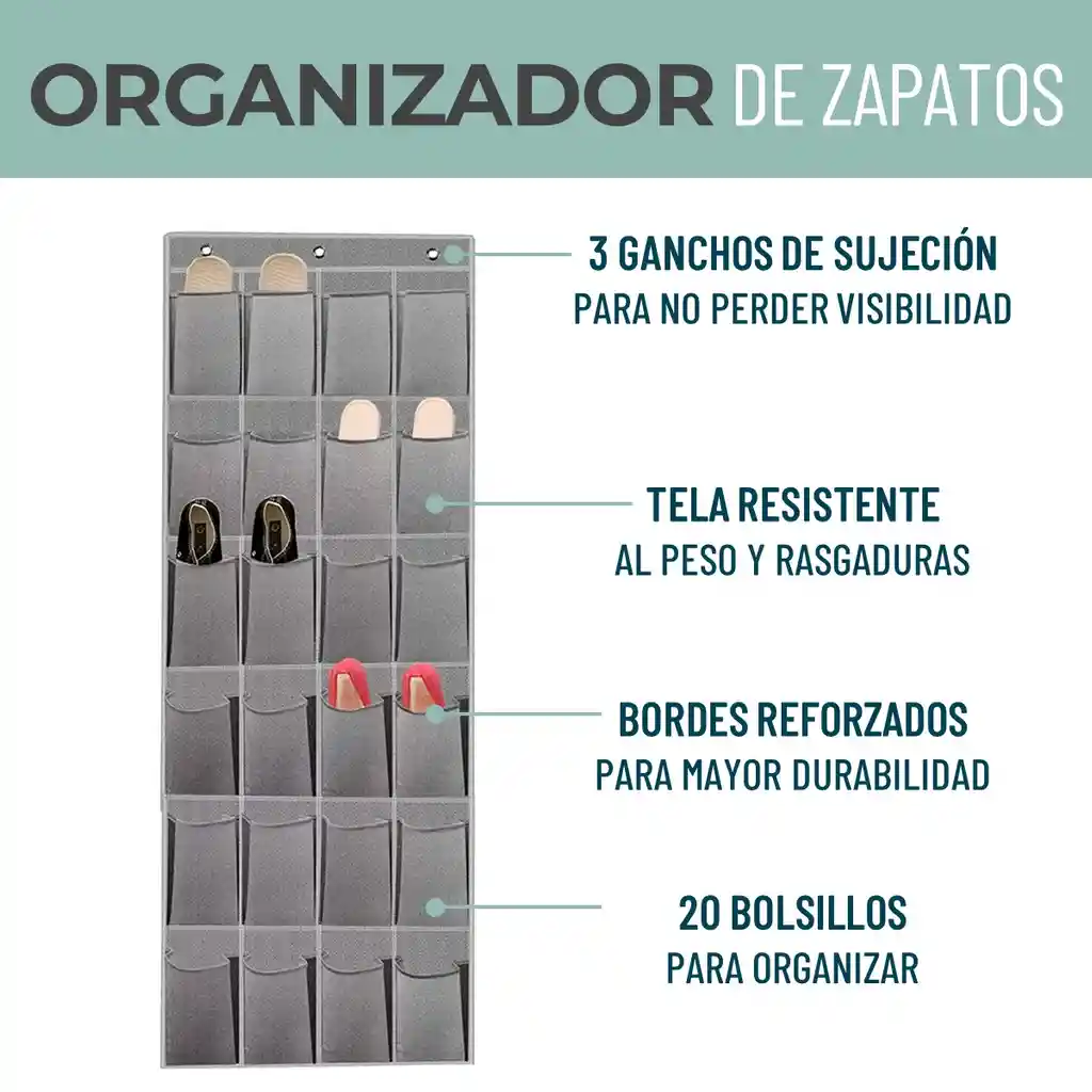 Organizador Zapatos Zapatero Colgante Puerta Closet 24 Pares