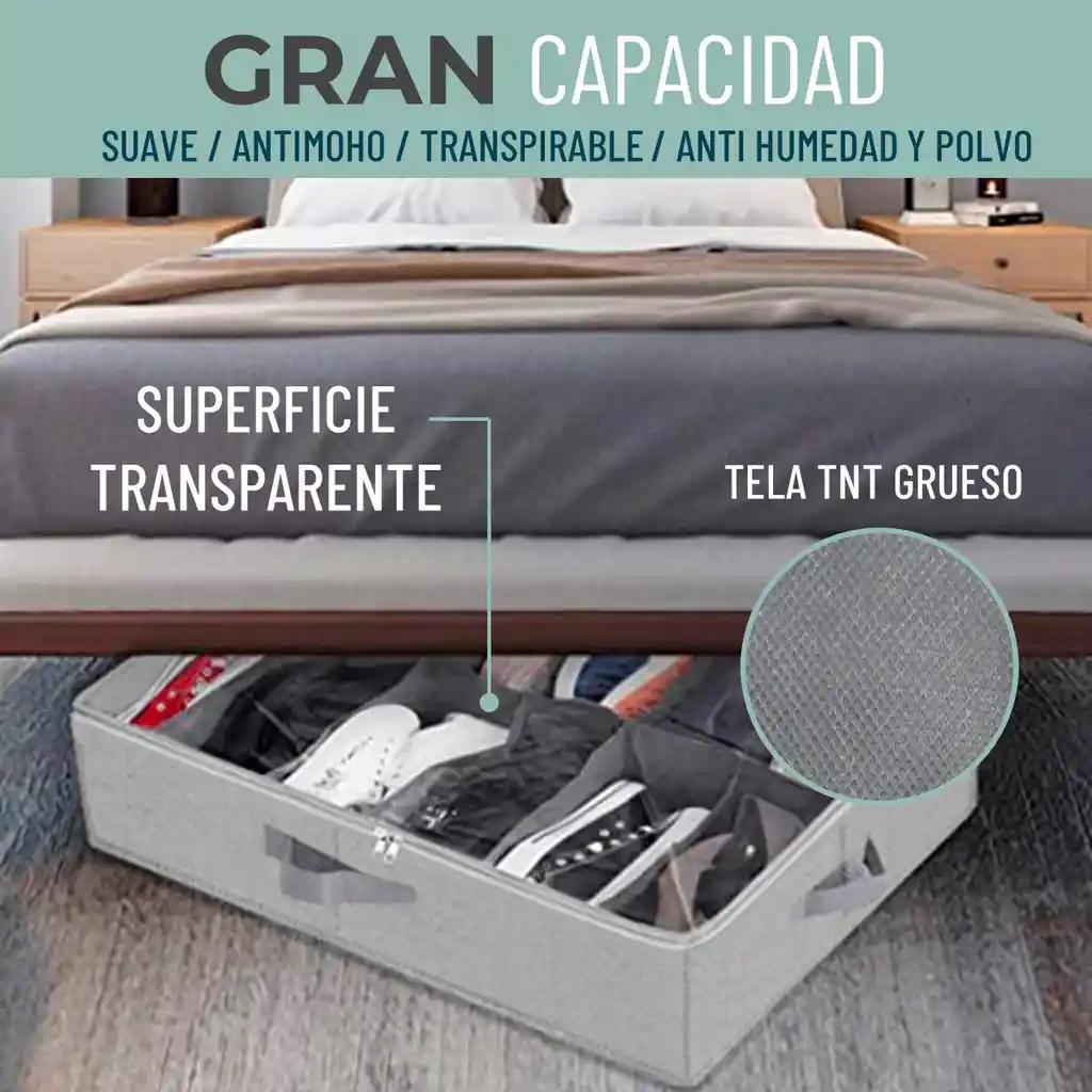 Organizador De Zapatos Almacenamiento Bajo Cama Zapatero X 2