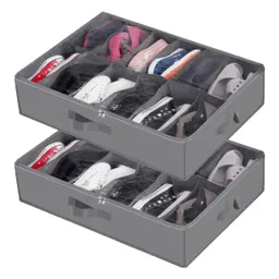 Organizador De Zapatos Almacenamiento Bajo Cama Zapatero X 2