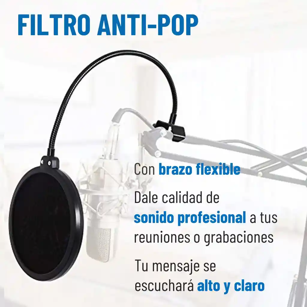 Soporte Microfono Condensador Brazo Filtro Antipop Araña