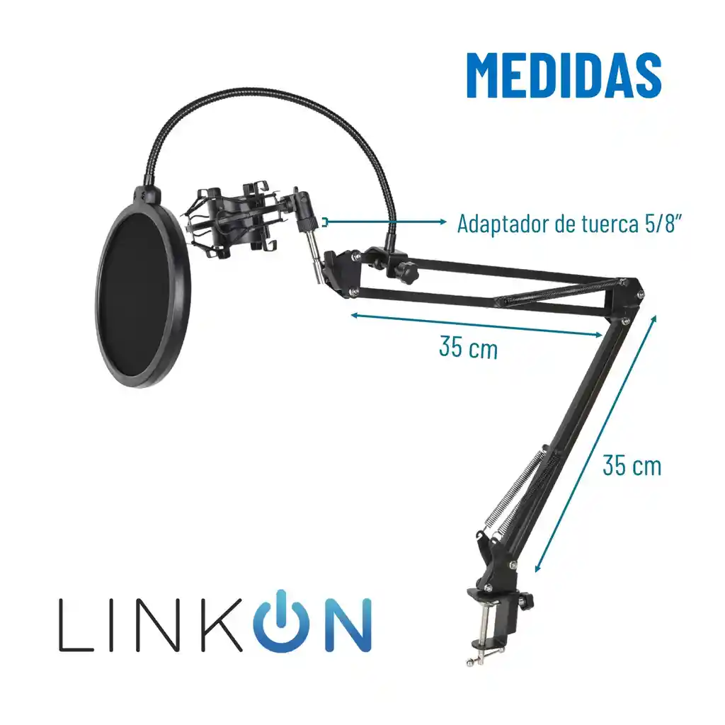 Soporte Microfono Condensador Brazo Filtro Antipop Araña