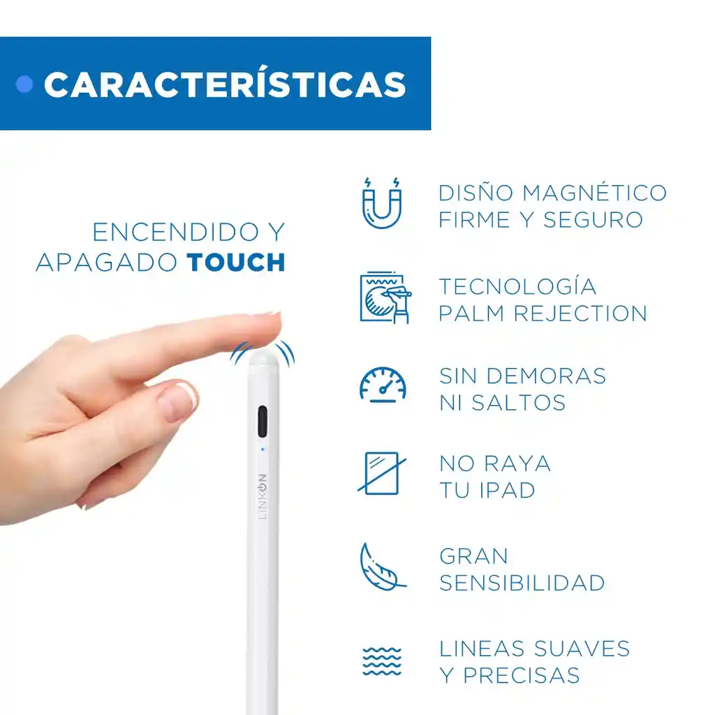 Lapiz Pencil Tactil Stylus Linkon Para Apple Ipad + Palm Rej