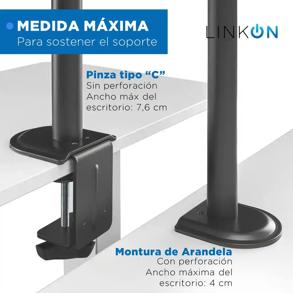 Soporte Brazo Doble Para Monitor Notebook Linkon Escritorio