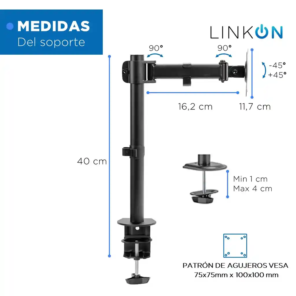 Soporte Brazo Para Monitor Vertical De Escritorio Linkon